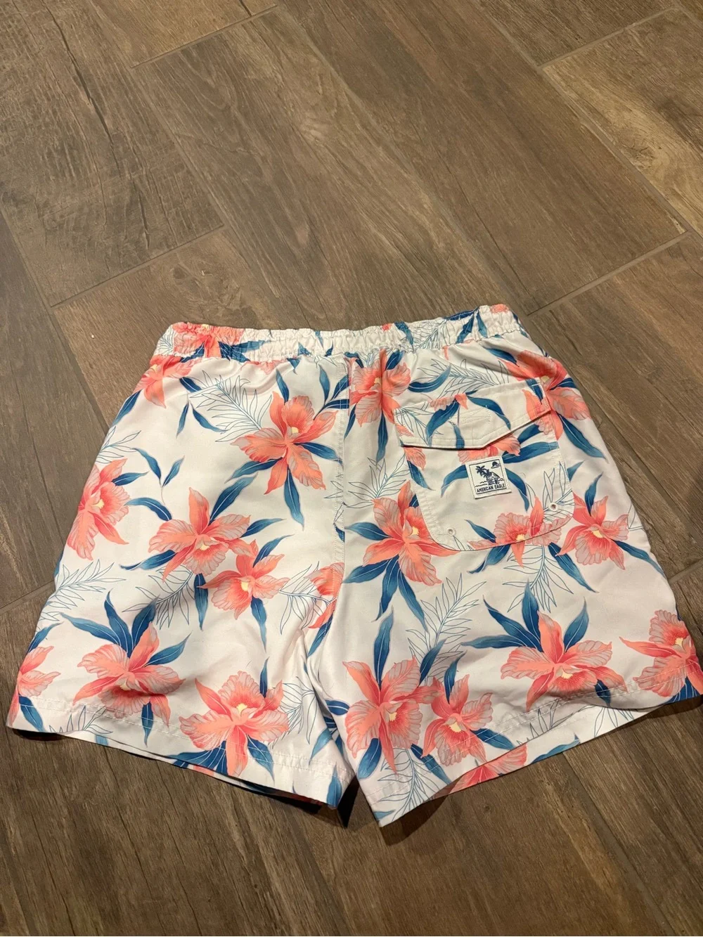 American Eagle Outfitters White Floral Drawstring Bermuda Shorts